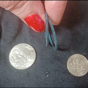 Blue Diamond Hoop Earrings